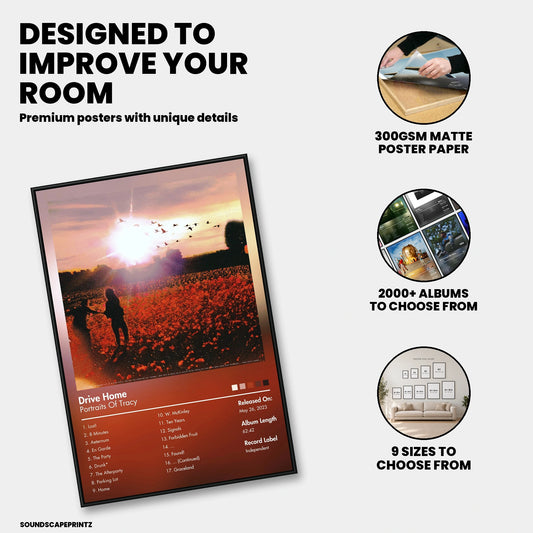 Portraits Of Tracy — Drive Home Album Poster — premium poster features