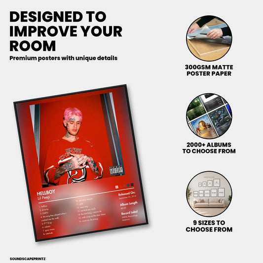 LiL PEEP — HELLBOY Album Poster — premium poster features