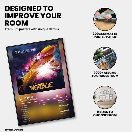 Ganja White Night — Mr. Wobble Album Poster — premium poster features