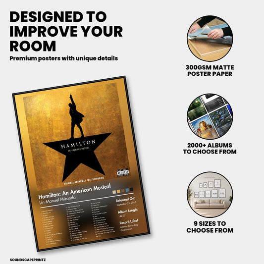Lin‐Manuel Miranda — Hamilton: An American Musical Album Poster — premium poster features