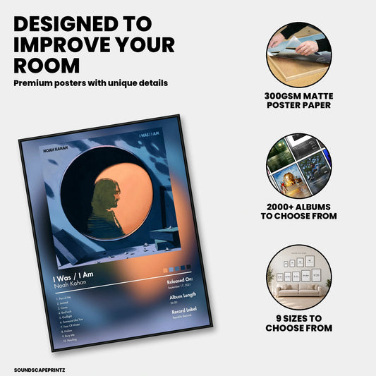 Noah Kahan — I Was I Am Album Poster — premium poster features