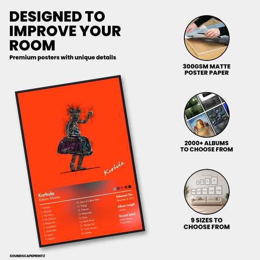 Kelvin Momo — Kurhula Album Poster — premium poster features
