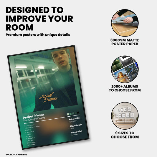 Rex Orange County — Apricot Princess Album Poster — premium poster features