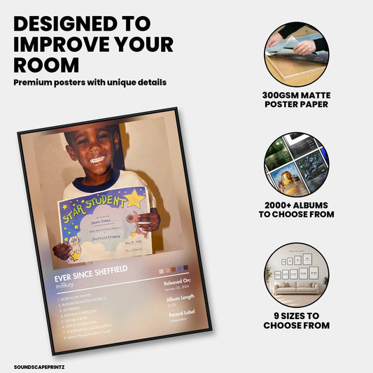 millkzy — EVER SINCE SHEFFIELD Album Poster — premium poster features