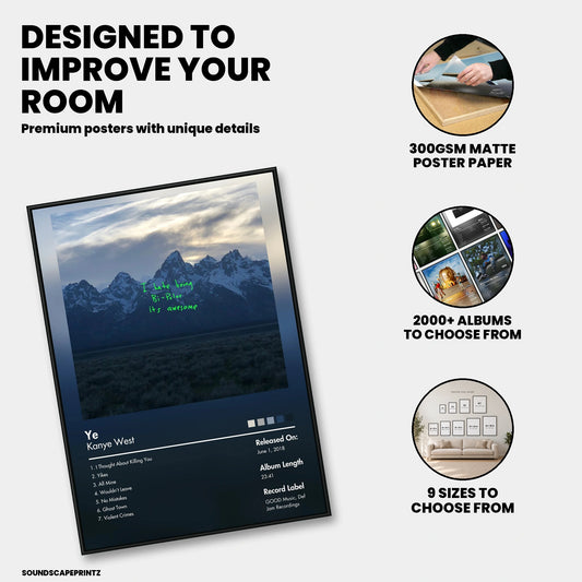 Kanye West — ye Album Poster — premium poster features