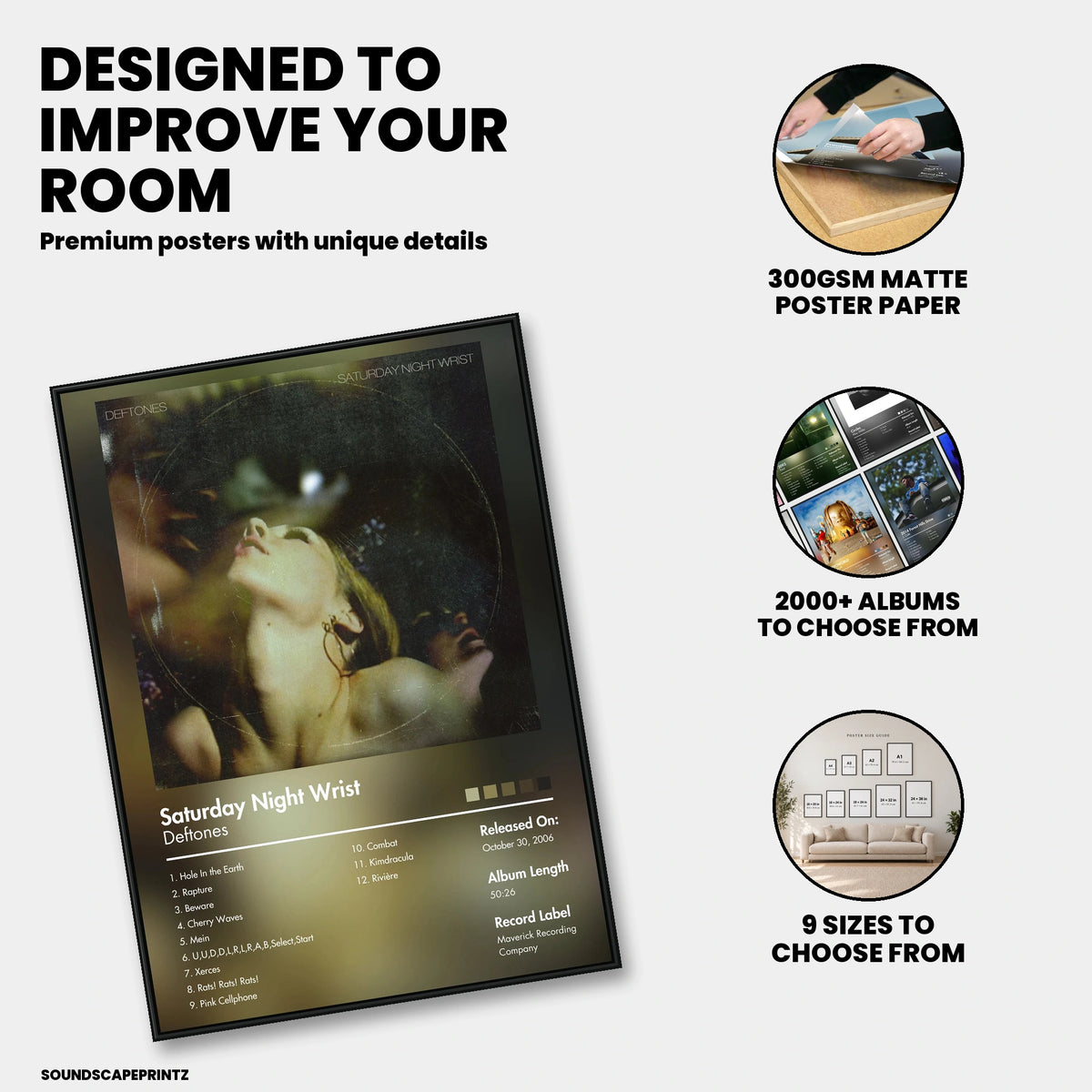 Deftones — Saturday Night Wrist Album Poster — premium poster features