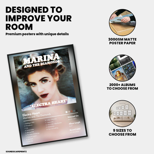 Marina & the Diamonds — Electra Heart Album Poster — premium poster features