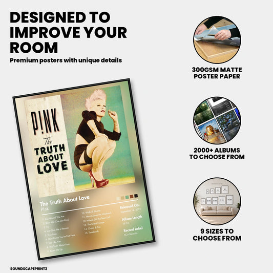 P!nk — The Truth About Love Album Poster — premium poster features
