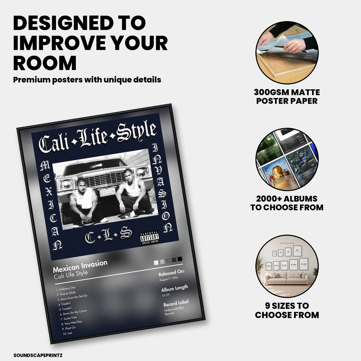Cali Life Style — Mexican Invasion Album Poster — premium poster features