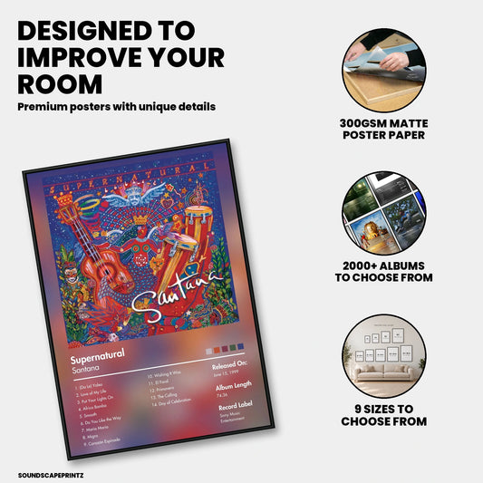 Santana — Supernatural Album Poster — premium poster features