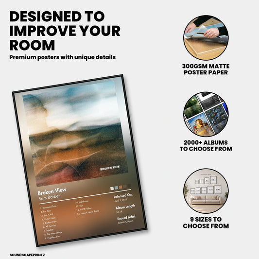 Sam Barber — Broken View Album Poster — premium poster features