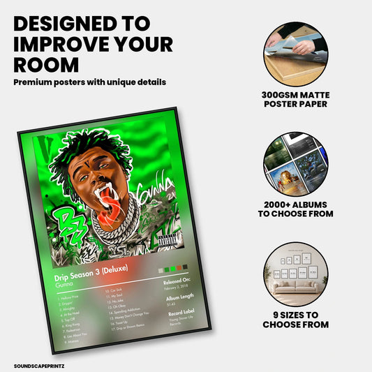 Gunna — Drip Season 3 (Deluxe) Album Poster — premium poster features