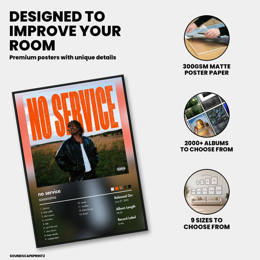 sosocamo — no service Album Poster — premium poster features