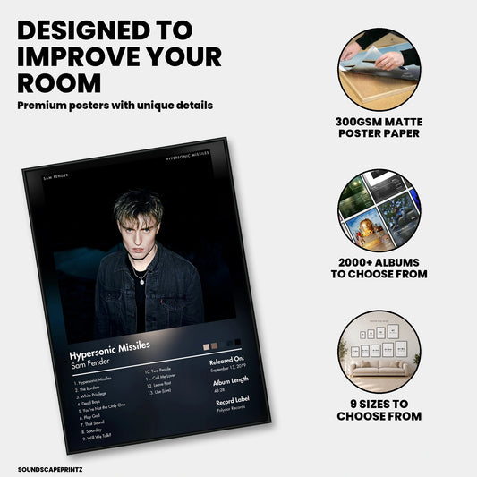 Sam Fender — Hypersonic Missiles Album Poster — premium poster features
