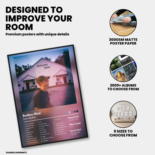 Sam Barber — Restless Mind Album Poster — premium poster features