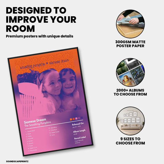 The Smashing Pumpkins — Siamese Dream Album Poster — premium poster features