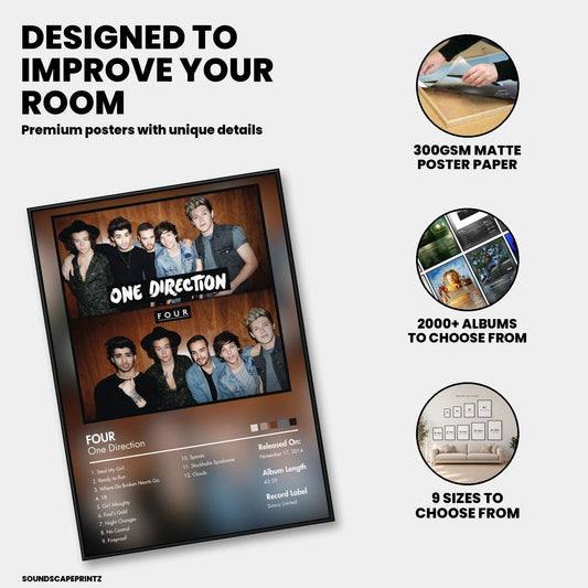 One Direction — FOUR Album Poster — premium poster features
