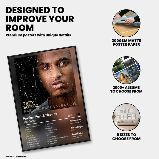 Trey Songz — Passion, Pain & Pleasure Album Poster — premium poster features