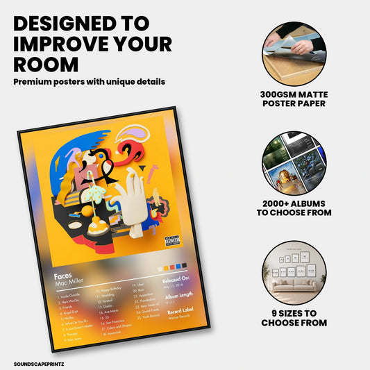 Mac Miller — Faces Album Poster — premium poster features