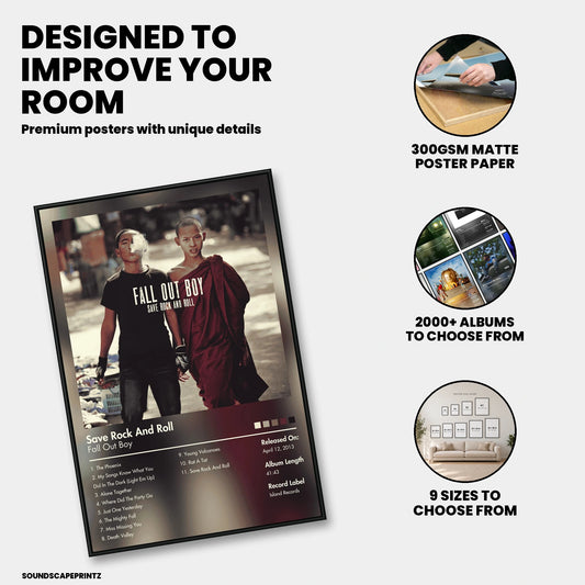 Fall Out Boy — Save Rock and Roll Album Poster — premium poster features
