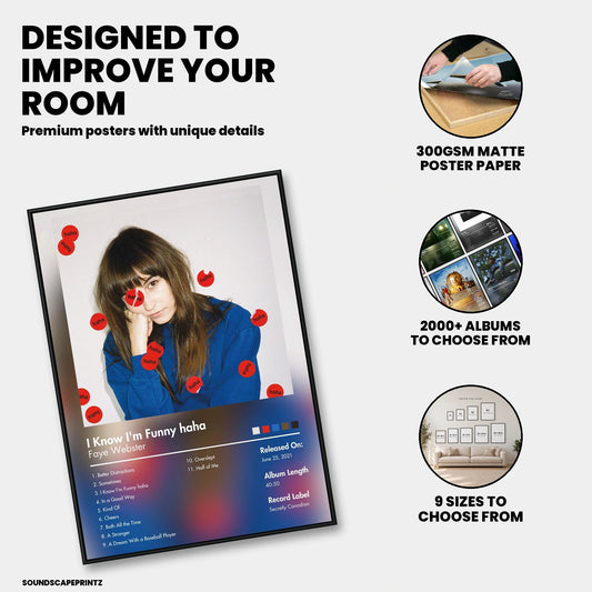 Faye Webster — I Know Im Funny haha Album Poster — premium poster features
