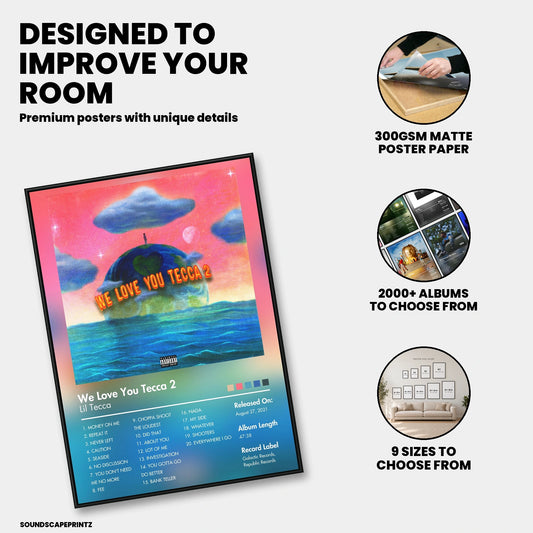Lil Tecca — We Love You Tecca 2 Album Poster — premium poster features