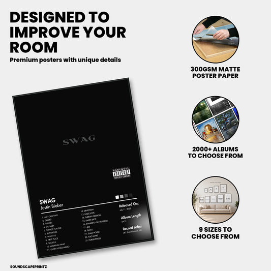 Justin Bieber — SWAG Album Poster — premium poster features