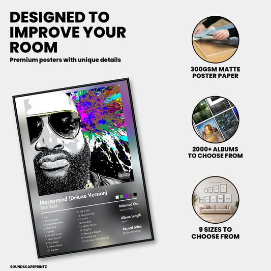 Rick Ross — Mastermind (Deluxe Version) Album Poster — premium poster features