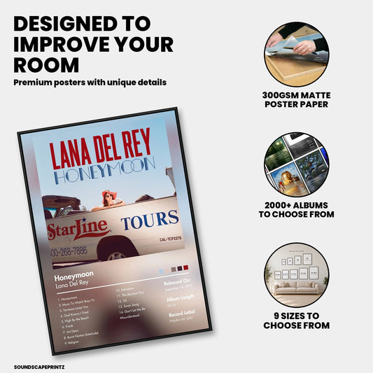 Lana Del Rey — Honeymoon Album Poster — premium poster features