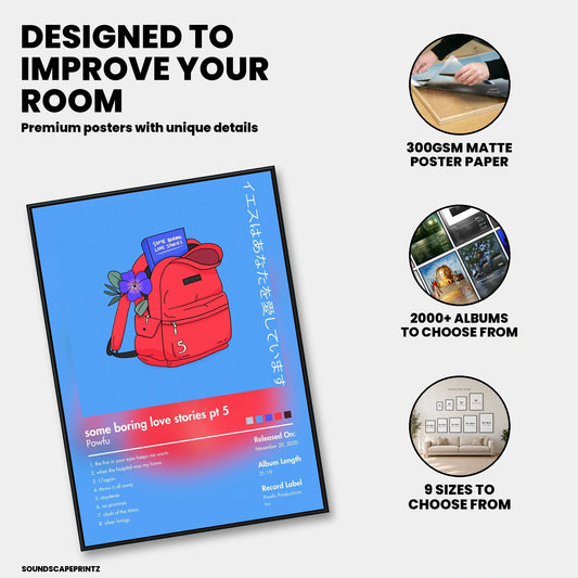 Powfu — some boring love stories pt 5 Album Poster — premium poster features