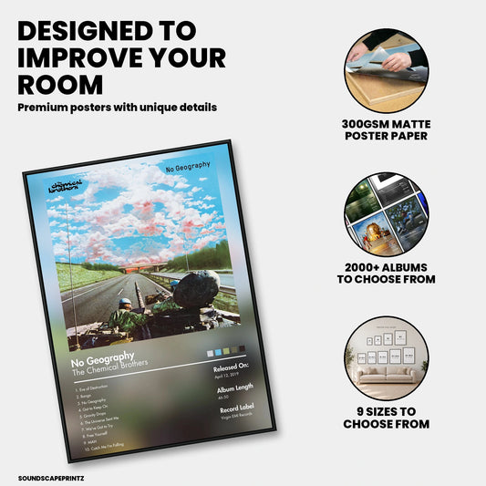 The Chemical Brothers — No Geography Album Poster — premium poster features