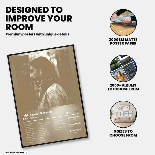 Noah Kahan — Stick Season (Forever) Album Poster — premium poster features