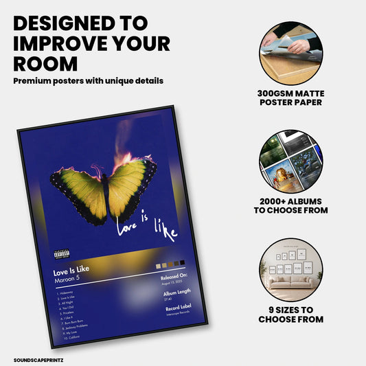 Maroon 5 — Love Is Like Album Poster — premium poster features