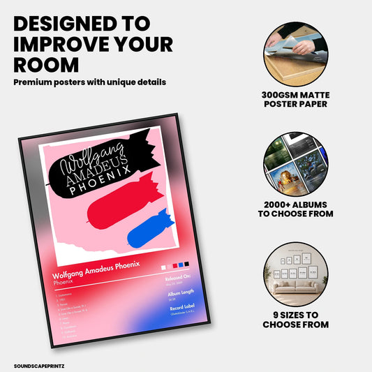 Phoenix — Wolfgang Amadeus Phoenix Album Poster — premium poster features