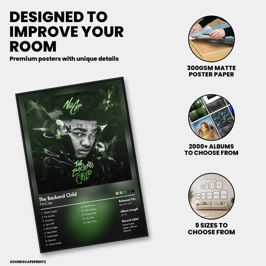 NoCap — The Backend Child Album Poster — premium poster features