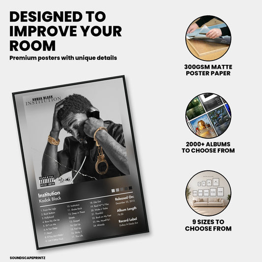 Kodak Black — Institution Album Poster — premium poster features