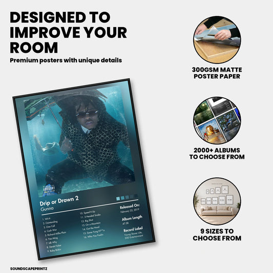Gunna — Drip or Drown 2 Album Poster — premium poster features