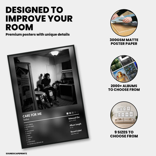 Saba — CARE FOR ME Album Poster — premium poster features