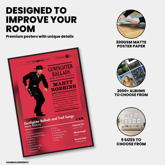 Marty Robbins — Gunfighter Ballads and Trail Songs Album Poster — premium poster features