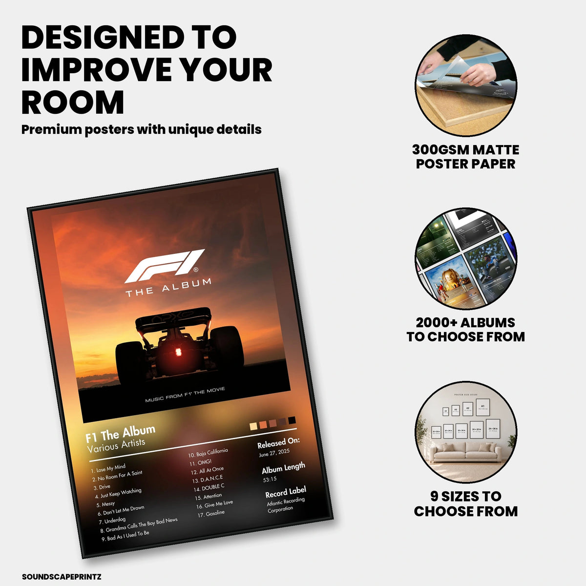 Various Artists — F1 The Album Album Poster — premium poster features