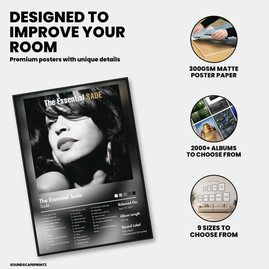 Sade — The Essential Sade Album Poster — premium poster features