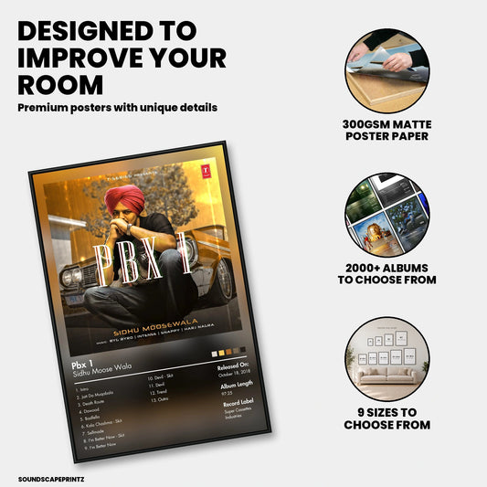 Sidhu Moose Wala — PBX 1 Album Poster — premium poster features