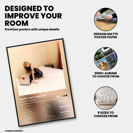 Sabrina Carpenter — emails i can't send fwd Album Poster — premium poster features