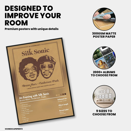 Silk Sonic — An Evening With Silk Sonic Album Poster — premium poster features