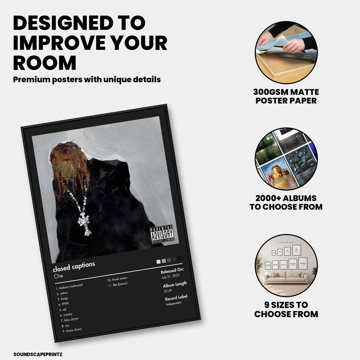 che — closed captions Album Poster — premium poster features