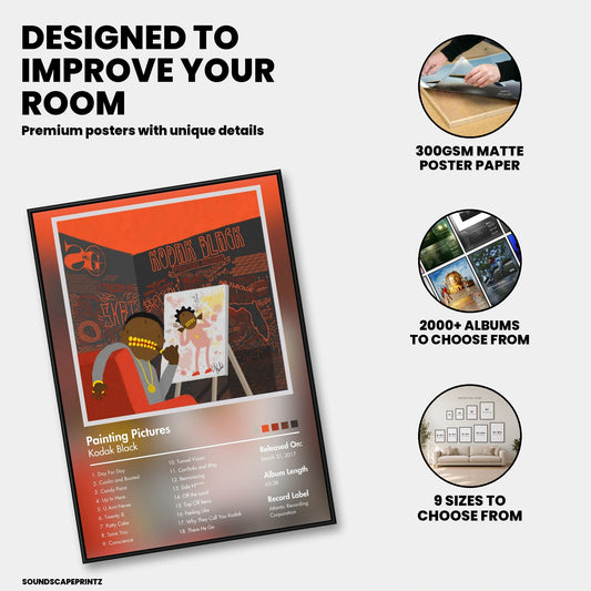 Kodak Black — Painting Pictures Album Poster — premium poster features