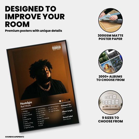 Rod Wave — Nostalgia Album Poster — premium poster features