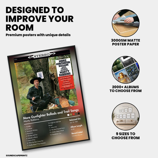 Marty Robbins — More Gunfighter Ballads and Trail Songs Album Poster — premium poster features