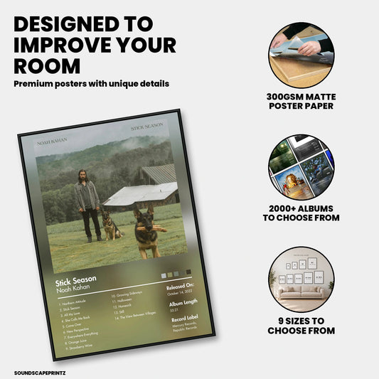 Noah Kahan — Stick Season Album Poster — premium poster features
