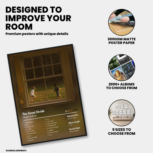 Noah Kahan — The Great Divide Album Poster — premium poster features